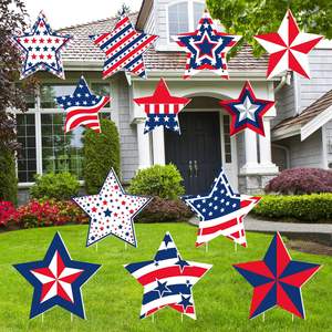 Letrero para Patio del Día de la Independencia, Nuevo, con Estrella de Cinco Puntas, Elementos Rojo, Azul y Blanco, 25*25cm, Impermeable y Resistente al Sol, de Plástico - Product Image 4