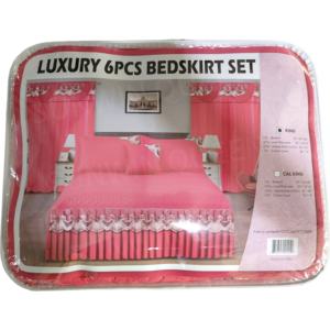 Nouvel arrivage de couvre-lit matelassé élégant en dentelle brodée avec jupe à volants ensemble de jupe de lit 6 pièces avec rideau assorti pour chambre à coucher - Product Image 4