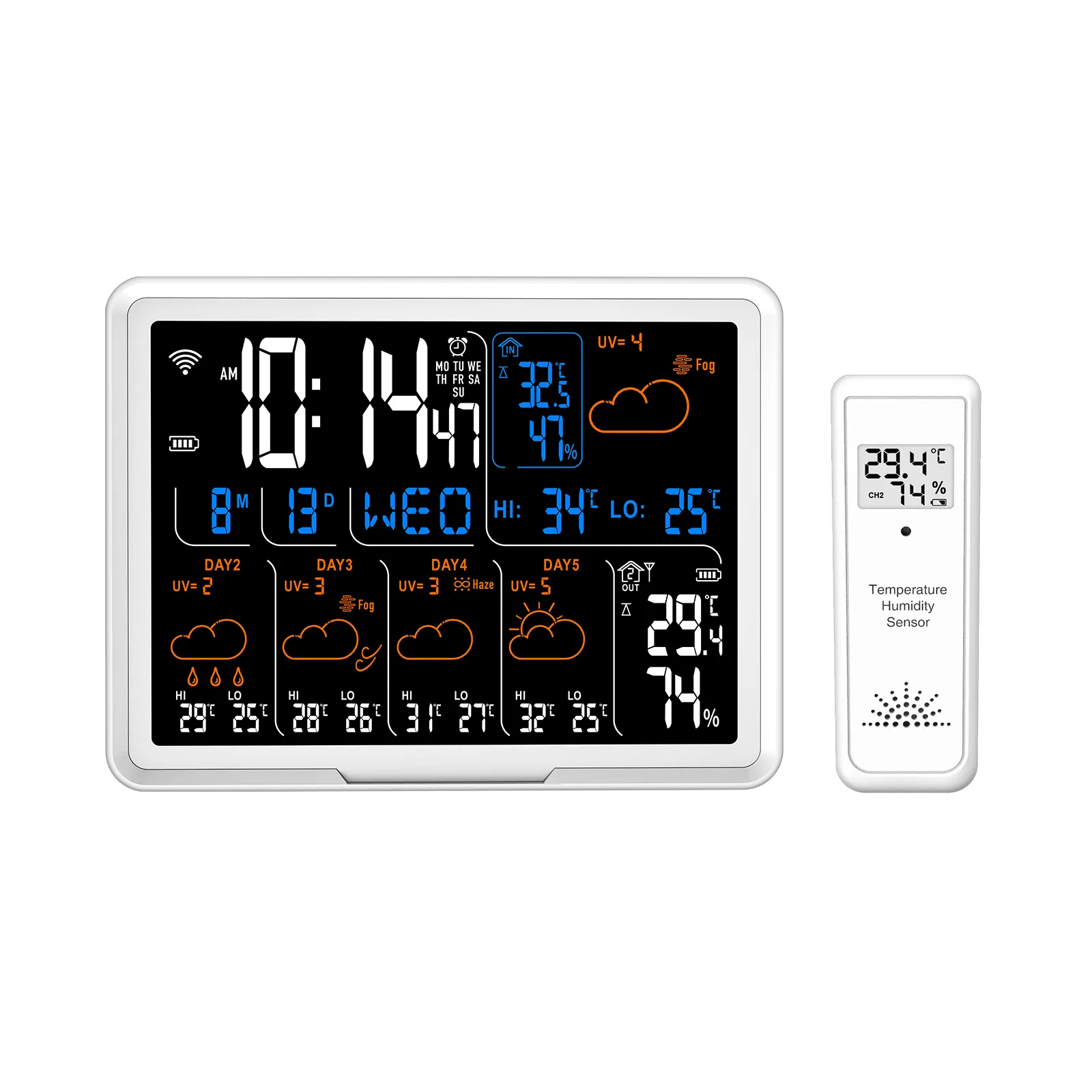 Smart Home Weather Station with Color Screen Barometer Hygrometer High AccuracyTuya Wifi Wireless Weather Station