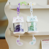 Porte-clés Chat en Cristal, Pendentif Chat de Dessin Animé, Contenant en Acrylique avec Pierre de Cristal Naturelle, Breloque Clé, Décoration Souvenir, Vente en Gros
