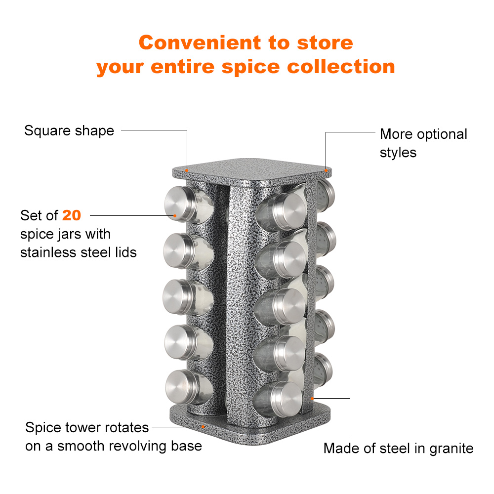 Инновационный уникальный куб 20 банок вращающаяся свободно стоящая 360 Вращающаяся многофункциональная кухонная вращающаяся Полка для специй Органайзер полка Набор
