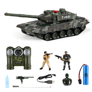 1/24 russie <span class=keywords><strong>T90</strong></span> Sherman armée 2.4G RC réservoir avec Vibration fumée lancement balles char de combat jouets militaires pour les enfants - Product Image 3