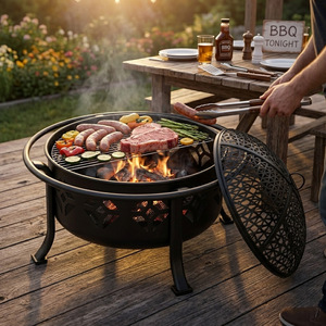Outdoor <b>Fire</b> Pit 30 Inch Charcoal Grill With Grilling Rack Multifunctional BBQ Patio Heater Wood Burning Fireplace - Product Image 1