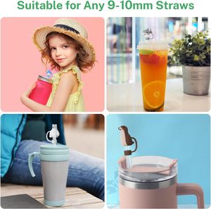 Protectores de Silicona/PVC para Pajitas con Diseños de Animales Marinos, Protección Antipolvo, Compatibles con Vasos de 30 y 40 Onzas, Puntas para Pajitas de 10 mm - Product Image 5