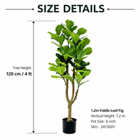 Plante artificielle Ficus lyrata à l'aspect naturel et aux feuilles volumineuses, vente en gros pour jardin, véranda, hall d'entrée, restaurant, salle de conférence