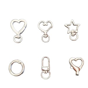 Wanyong Jewelry - Fermoir mousqueton à ressort en alliage de zinc, motifs cœur et étoile, pour fabrication de bijoux DIY, finition argentée - Product Image 5
