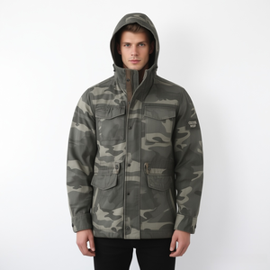 Nouvelle arrivée 2026, veste de sport d'hiver pour homme en coton lavé de haute qualité, coupe-vent, style varsity, camouflage, moto, longue - Product Image 1