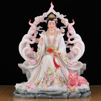 Statue de Reine Renarde à Neuf Queues, Renarde Spirituelle en Forme Véritable, Motif Floral, Ornement Poli, Quatre Grands Clans, Hu Renarde Rouge Immortelle
