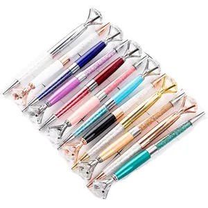 2019 Customized Big Diamond Pen School Supplies Crystal Filled Pens Metal Body Ballpoint Pens