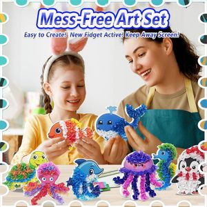 Kit de Arte <span class=keywords><strong>Poke</strong></span> para Niños de 4 a 10 Años, Tablero de Dibujo de Plástico ABS, Manualidad sin Desorden, Regalo Educativo para Niños y Niñas (Océano, Flor) - Product Image 3