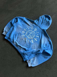 เสื้อฮู้ดซิปวินเทจสไตล์ย้อนยุค ผ้าฝ้ายเฟรนช์เทอร์รี่ 100% หนัก 500 กรัม ทรงโอเวอร์ไซส์ สีน้ำเงิน แต่งดีเทลขาดๆ สำหรับผู้ชาย - Product Image 3