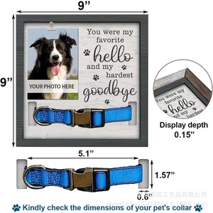 Wooden Photo <b>Frame</b> <b>With</b> Dog Collar Holder Pet Memorial Keepsake Desktop Ornament Rectangular Horizontal Digital <b>Printing</b> - Product Image 5