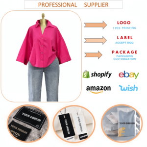 Camicie Estive Casual Traspiranti Personalizzate per <span class=keywords><strong>Donna</strong></span> Vestibilità Regolare Colletto Rovesciato Semplici Bluse Eleganti a Righe Blu - Product Image 4