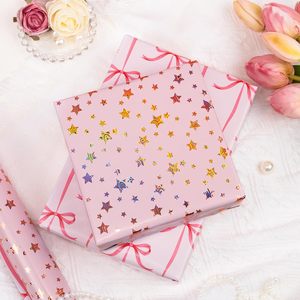 Holographic Star Pink Wrapping <b>Paper</b> 17 In X 32.8 Ft Reversible Gift <b>Wrap</b> For Birthday Valentine Mothers Day - Product Image 6