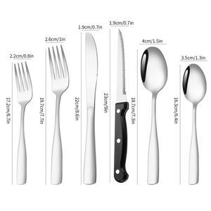 Modern Classic Stainless Steel Square Handle <b>Cutlery</b> <b>Set</b> Knife Fork Spoon Tea Spoon <b>Reusable</b> for Restaurant Hotel Wedding Use - Product Image 2