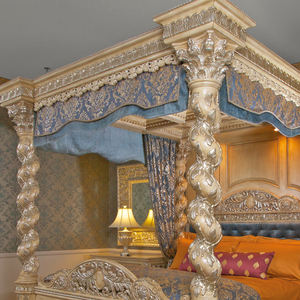 ชุดเฟอร์นิเจอร์ห้องนอนเตียงคิงไซส์ขนาดใหญ่สุดหรู สไตล์โบราณ แกะสลักเสาไม้สี่เสา แบบพระราชวัง - Product Image 5