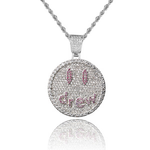 New Personality Hip-hop Drew Smiling <b>Face</b> Pendant Luxury Micro-inlaid Zircon Men's Necklace - Product Image 1