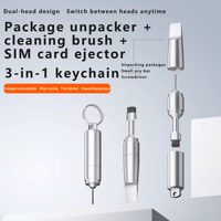 JILIAN Kit Portable 3-en-1 de Haute Qualité : Aiguille d'Éjection de Carte SIM, Brosse de Nettoyage pour Appareil Photo de Téléphone et Décapsuleur en Alliage d'Aluminium