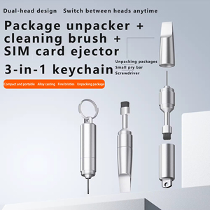 JILIAN Accesorios de Alta Calidad 3 en 1: Extractor de Tarjeta SIM, Cepillo de Limpieza <span class=keywords><strong>para</strong></span> Teléfono, Desempaquetador Portátil con Llavero - Product Image 2