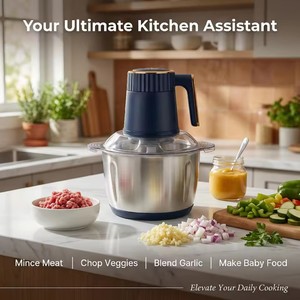 Processador de Alimentos Multifuncional de Aço Inoxidável 5L Padrão UE, Moedor Elétrico de Vegetais e Carne, Picador para Cozinha Doméstica - Product Image 3