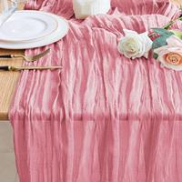 Chemin de table en gaze corail torsadée style bohème pour mariage, fête nuptiale et décorations de table de gâteau