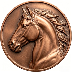 Pièce de monnaie en cuivre de 1 once, de qualité supérieure, à motif de cheval gravé en relief, de conception artisanale, pièce de monnaie ronde commémorative de collection - Product Image 1
