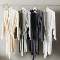 Peignoir de bain en bambou 100% biologique pour femme, style kimono, gaufré, personnalisable