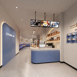 Aménagement personnalisé de café, équipement complet de l'intérieur du magasin avec des vitrines en bois et un éclairage LED - Product Image 1