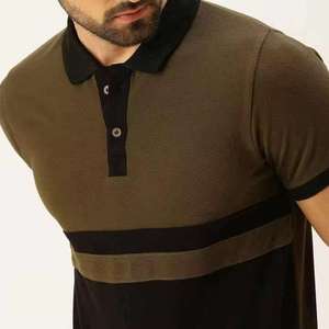 เสื้อโปโลผู้ชาย แขนสั้น ทรงเข้ารูป แต่งขอบตัดสี ดำ เขียวมะกอก - Product Image 3