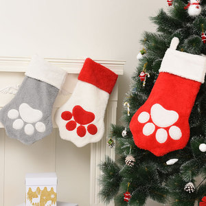 Calcetín navideño de lana con forma de pata, grande, colgante, a la moda, para mascotas, al por mayor - Product Image 2