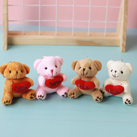 Adorable Ours en Peluche Assis avec Cœur, Poupée Créative Tenant un Cœur, Porte-clés Ours Ballon, Pendentif de Sac, Logo Personnalisé