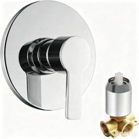 Mitigeur de douche encastré en laiton, monocommande chaud/froid, finition chrome, fonction simple, robinet mural pour salle de bain