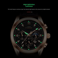 Montre Homme de Luxe à Quartz en Cuir avec Verre Anti-Lumière Bleue, Trois Cadrans, Étanche, Lumière Nocturne, Date et Style Sportif