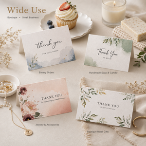 Cartes de remerciement personnalisées en aquarelle, design botanique et floral DIY, pour l'appréciation des commandes et la promotion de la marque - Product Image 5
