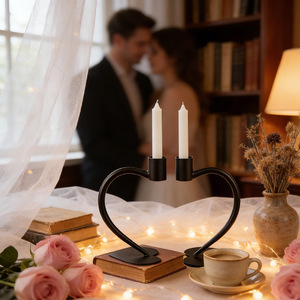 Candelabros Metálicos Románticos en Forma de Corazón, Decoraciones para Bodas, Adornos para Cenas a la Luz de las Velas del Día de San Valentín, Artesanías Metálicas de Lujo - Product Image 4