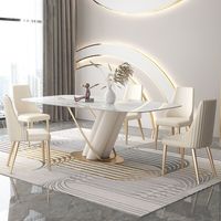 Ensemble de table à manger rectangulaire moderne en pierre frittée au design unique et luxueux avec des fonctionnalités pliables/extensibles, meubles de salle à manger