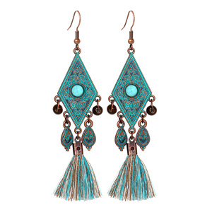 Fashion Dangle <b>Earrings</b> Alloy Turquoise <b>Tassel</b> Drop <b>Earrings</b> Women's Jewelry Boho Style Long <b>Earrings</b> - Product Image 5