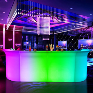 סט שולחן בר גדול מודרני עם תאורת לד, מתאים לשימוש חיצוני, דלפק בר נייד, ריהוט מפלסטיק עם הרכבה עצמית חינם - Product Image 4