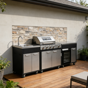Outdoor Kitchen Manufacturer Gas Grill And Griddle Convenient Charcoal <strong>BBQ</strong> Grills Stainless Steel <strong>BBQ</strong> Cabinet - Product Image 1