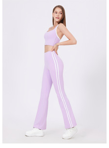 Women High Waist Side Stripe <b>Flare</b> Yoga <b>Leggings</b> Tummy Control Peach Butt Lift Stretch Pilates Gym Fitness Pants Wholesale - Product Image 4