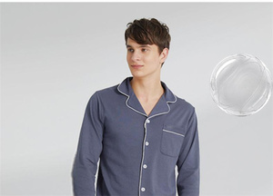 Conjunto de pijamas de bambú de lujo para hombres, ropa de descanso para adultos con costuras en contraste, ropa de dormir orgánica a juego para papá, impresión personalizada - Product Image 4