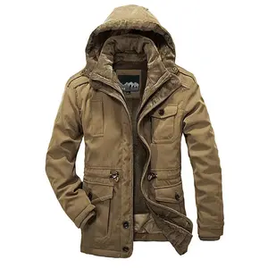 2023 Large Stock Hot Style Fashionable Tooling Winter Casual Long Coat Cotton-padded slim sherpa detachable liner men's jacket
