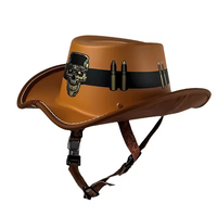 Casque de moto classique rétro vintage semi-ouvert en fibre de carbone PC ABS DOT style chapeau de cowboy Cafe Racer, état neuf