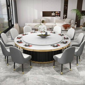 Mesa de olla caliente comercial con capacidad para 20 personas, mesa giratoria de placa de roca eléctrica para comedor de Hotel grande, silla de <span class=keywords><strong>Metal</strong></span> extensible - Product Image 3