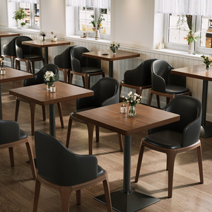 Banc mural en forme de <span class=keywords><strong>L</strong></span> en PU moderne avec table en bois et structure en fer pour restaurants, cafés et boulangeries commerciaux - Product Image 4