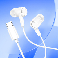 KAKUSIGA Earphone Berkabel Tipe-C dengan Mikrofon TPE 1.2m Harga Grosir Headphone Tipe-C 3.5mm untuk Ponsel
