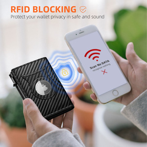 Multi-functional <strong>Trifold</strong> <strong>Wallet</strong> with Airtag Holder Slide-Out Card Slot, Carbon Fiber PU Leather Magnetic Money Clip Case for Men - Product Image 3