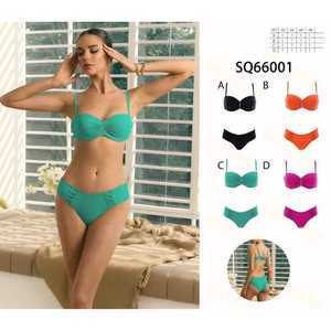 Costume da bagno bikini a triangolo da donna, due pezzi, estivo, da spiaggia, con reggiseno all'americana e slip a vita alta con laccetti laterali, nuovo, all'ingrosso SQ66001 - Product Image 1