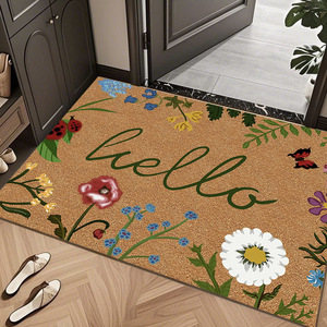Tapis d'entrée Cangming en imitation fibre de coco, motif floral, antidérapant, pour usage domestique - Product Image 1