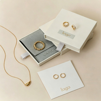 Boîte à bijoux rectangulaire longue et colorée, écologique, portable, avec poignée en ruban, emballage en papier personnalisé avec logo imprimé